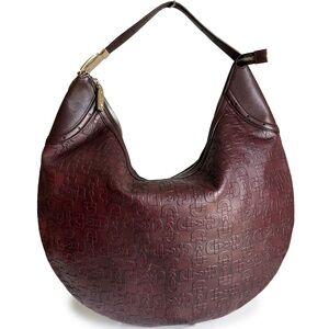Gucci Embossed Leather Horsebit Glam Hobo Bag Shoulder Purse with Gold Hardware